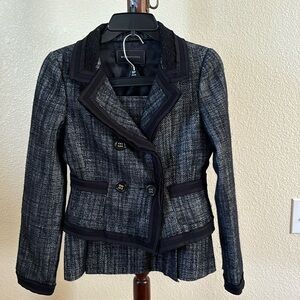 BCBGMaxazria double breasted tweed skirt suit